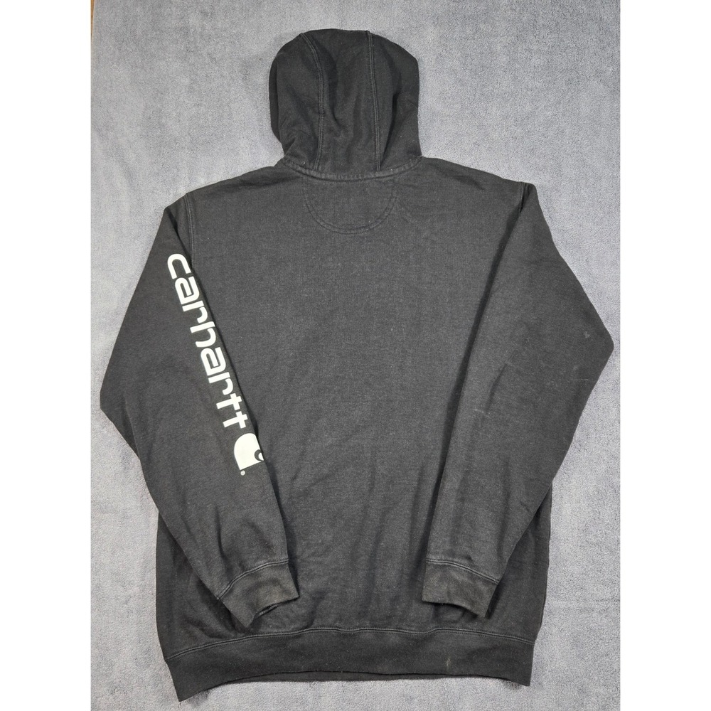 Carhartt Hoodie Mens M Black Good K288 Wanzek Graphic Logo Sleeve Loose Fit - Picture 9 of 13